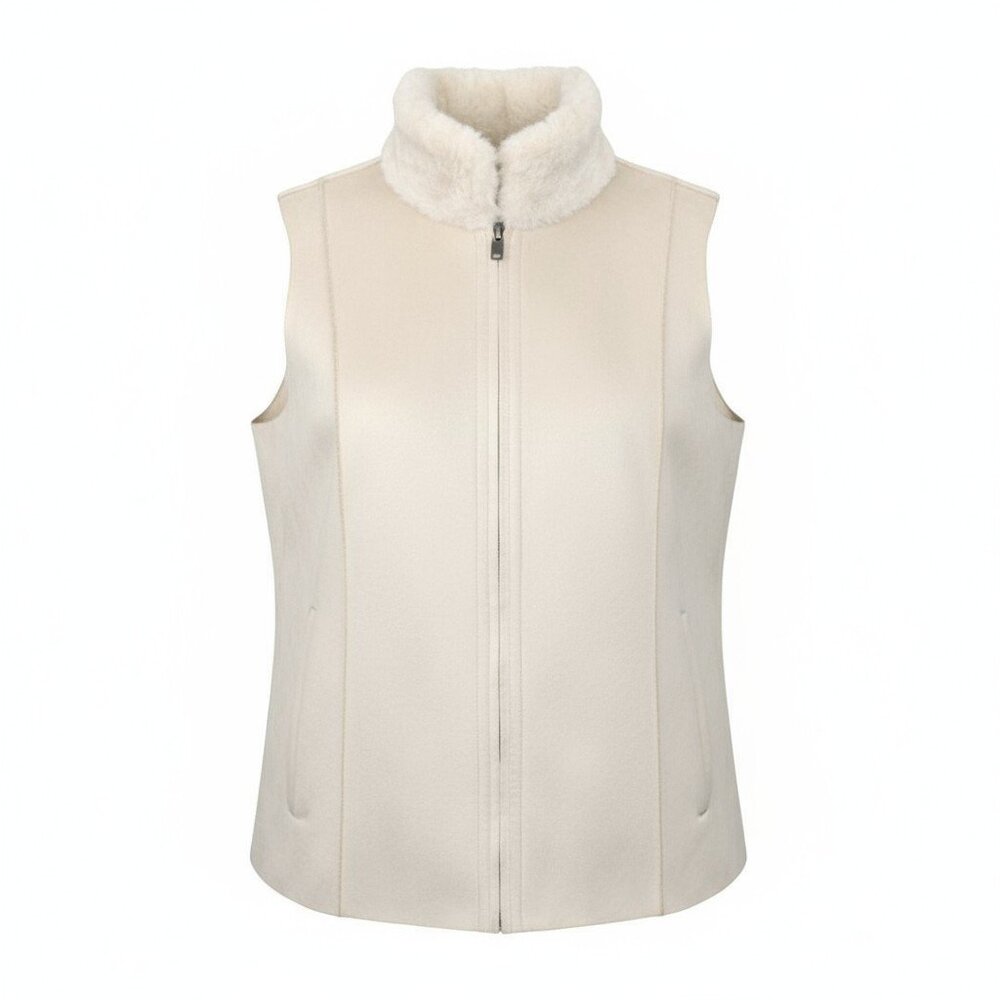 Coldwater Creek Women's Size 2X Cream Swirl Fully Reversible Faux Suede Vest
